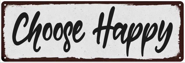 Choose Happy Black on White Shabby Chic Metal Sign Room Decor 106180049044