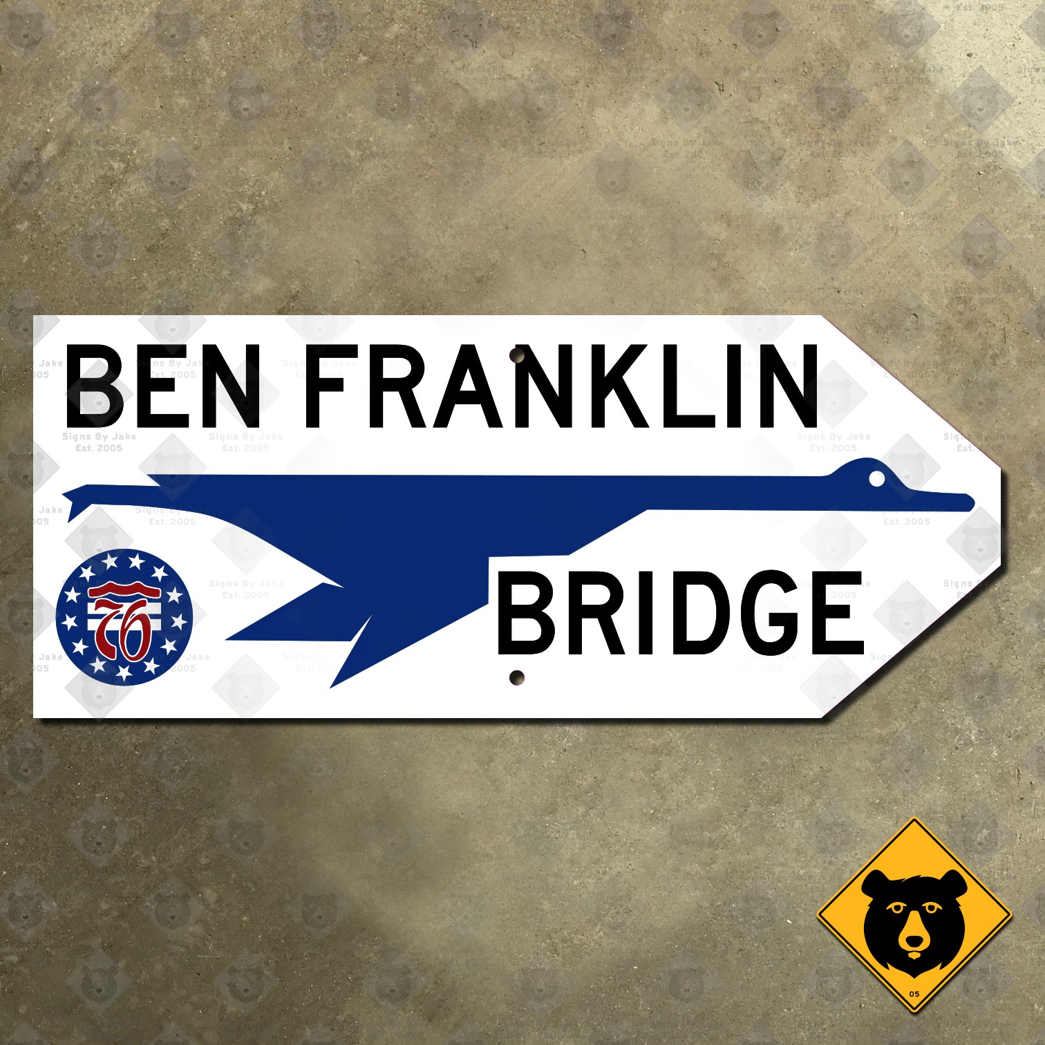 Pennsylvania Ben Franklin Bridge Philadelphia highway marker road sign 18×7