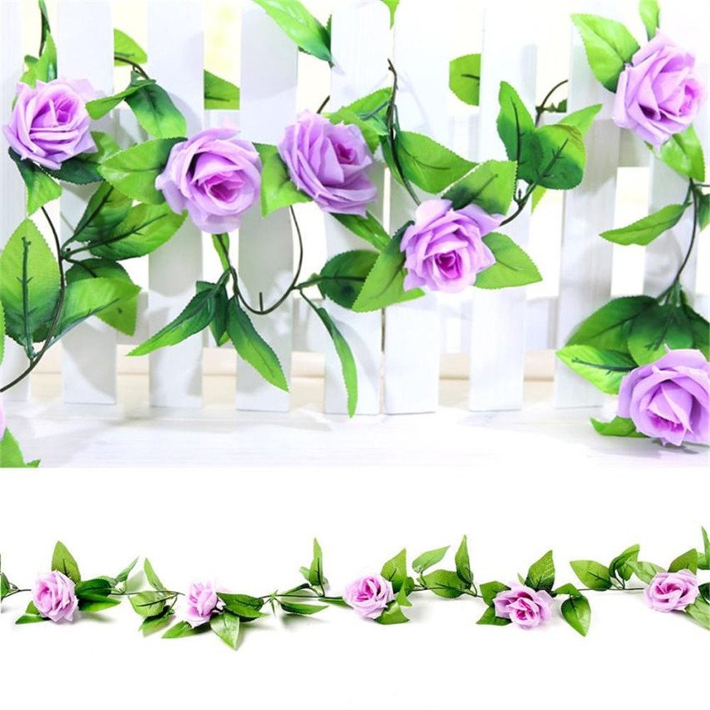 4 Pack 7.8ft Artificial Rose Vines with Green Leaves Fake Flowers Plants Hanging