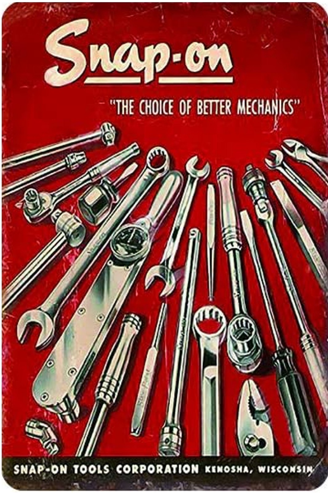 Snap On Tools Service Advertising All Metal Tin Sign up to 12 x 18&Prime; Vintage