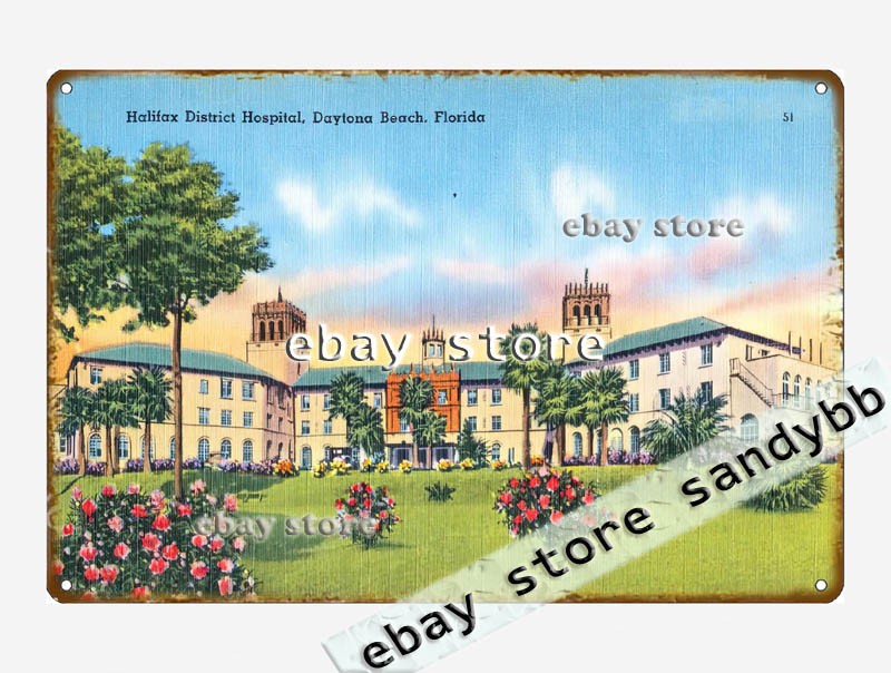 1930-45 Halifax District Hospital, Daytona Beach, Florida tin sign