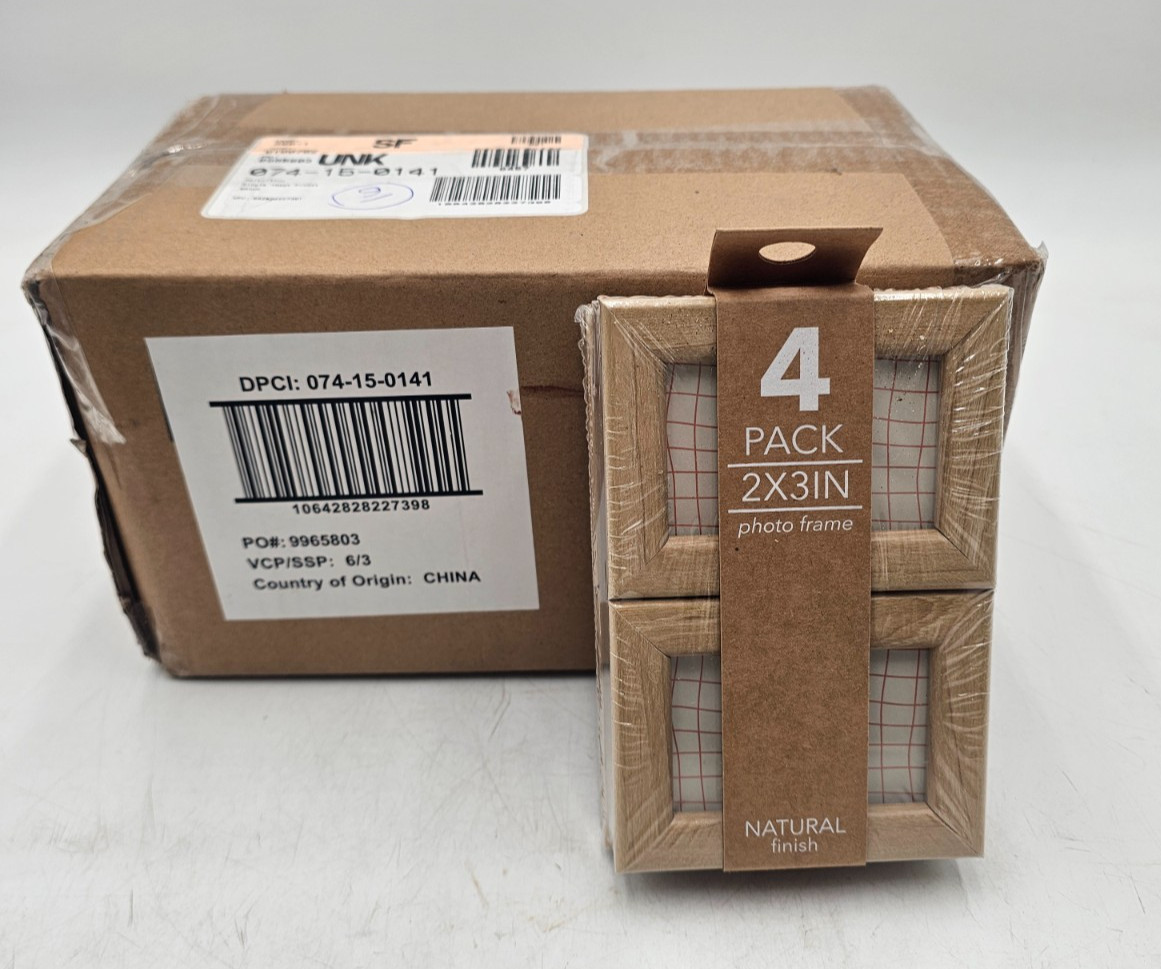 Case of 6 packs of 4 2&Prime;x3&Prime; Harbortown Mini Frames Natural- Brand New