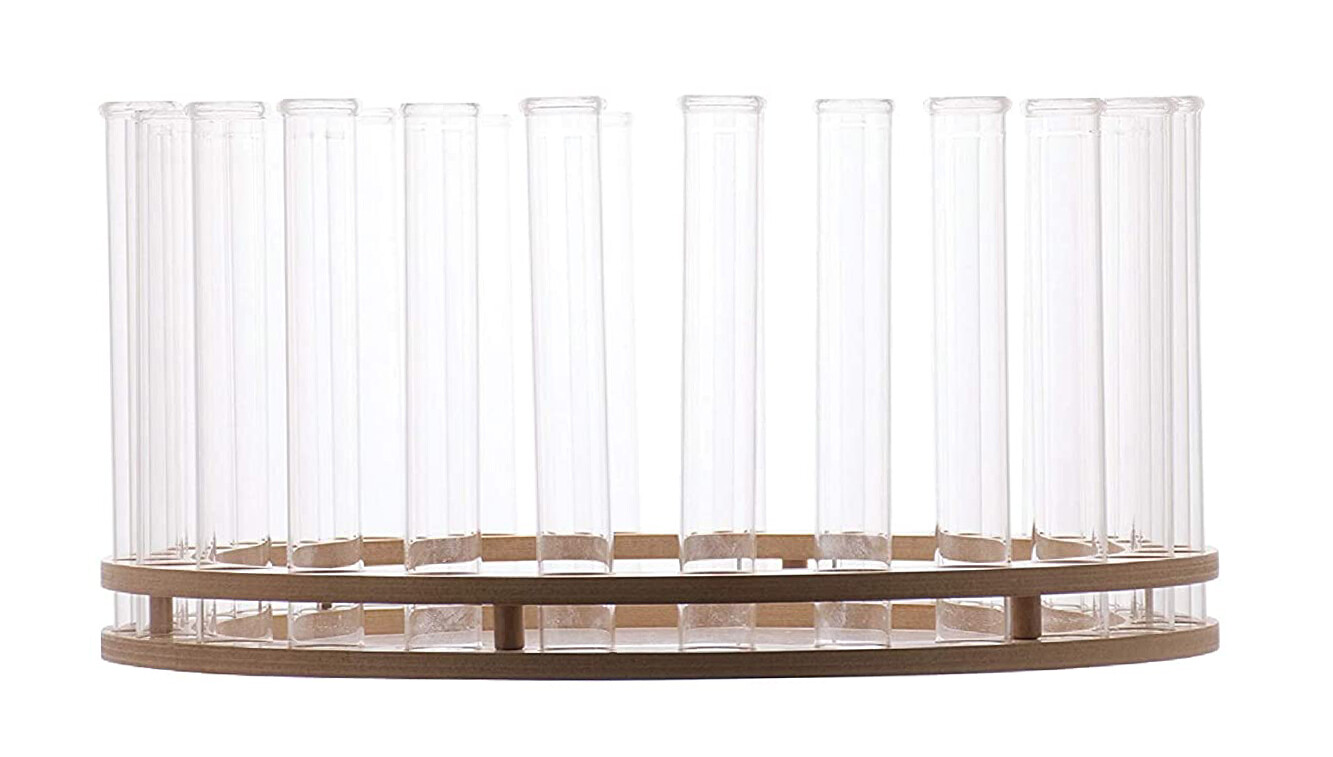 Round Wooden Flower Vase, 15&Prime; – 24 Test Tube Vases – Labzio Home by Eisco Labs