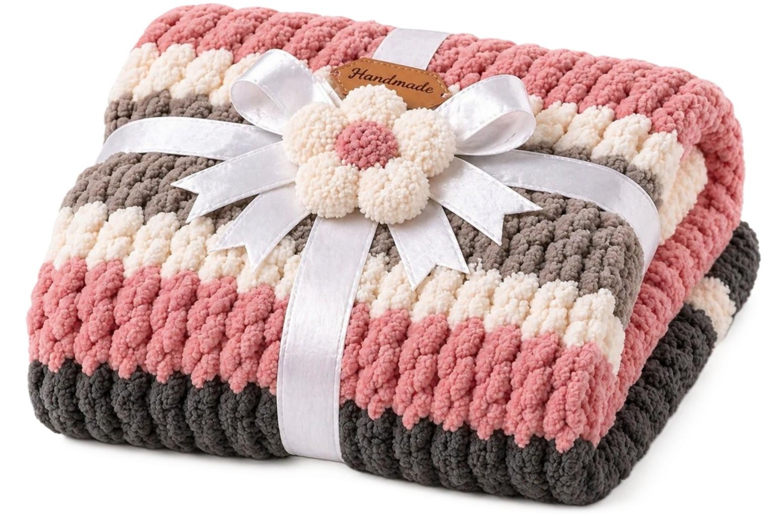 Hand Crochet Adult Blanket Soft Chenille Polyester Blanket 62 x 46 inches