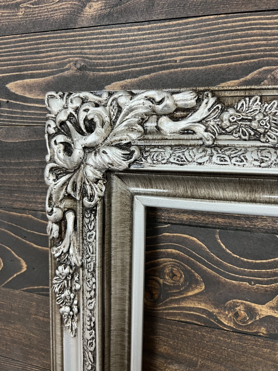 22 x 28 In Stock-Traditional compo XL ornate corners wood frame, Vintage Silver