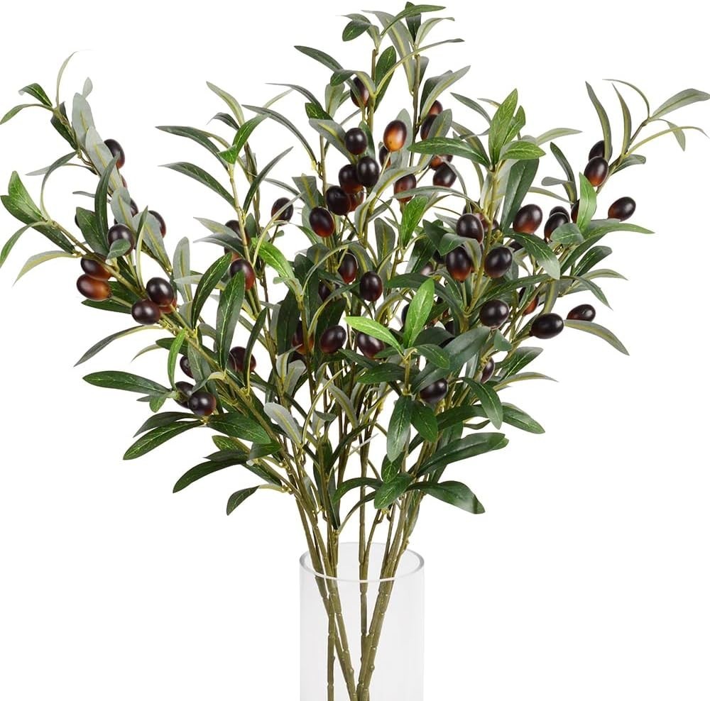 Durable 3-Piece Olive Branch Decoration Stems – Faux Greenery for All Occasions