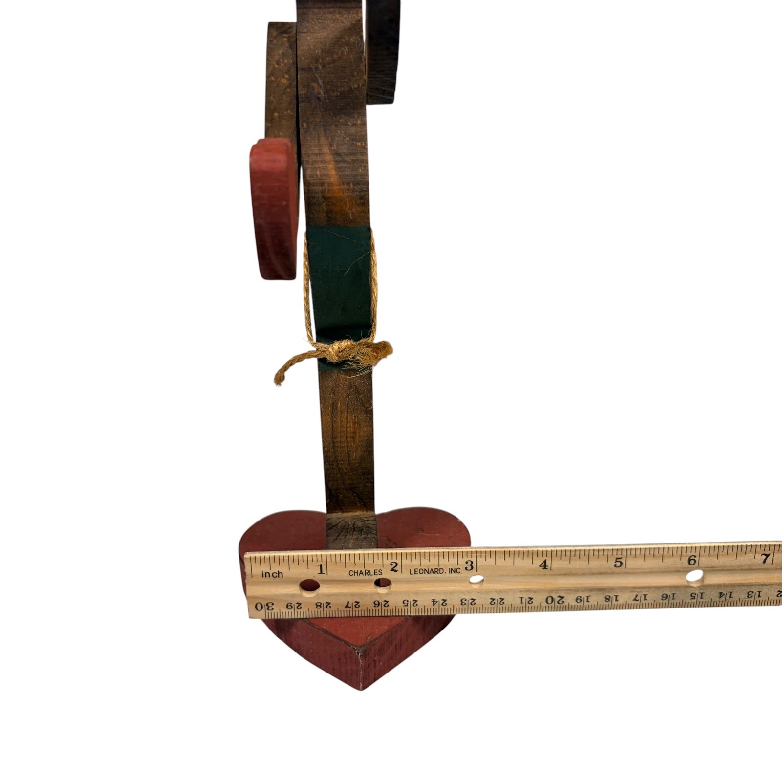 Vintage Folk Art Wooden Bunny Rabbit with Hearts Figurine 12.5&Prime; Primitive