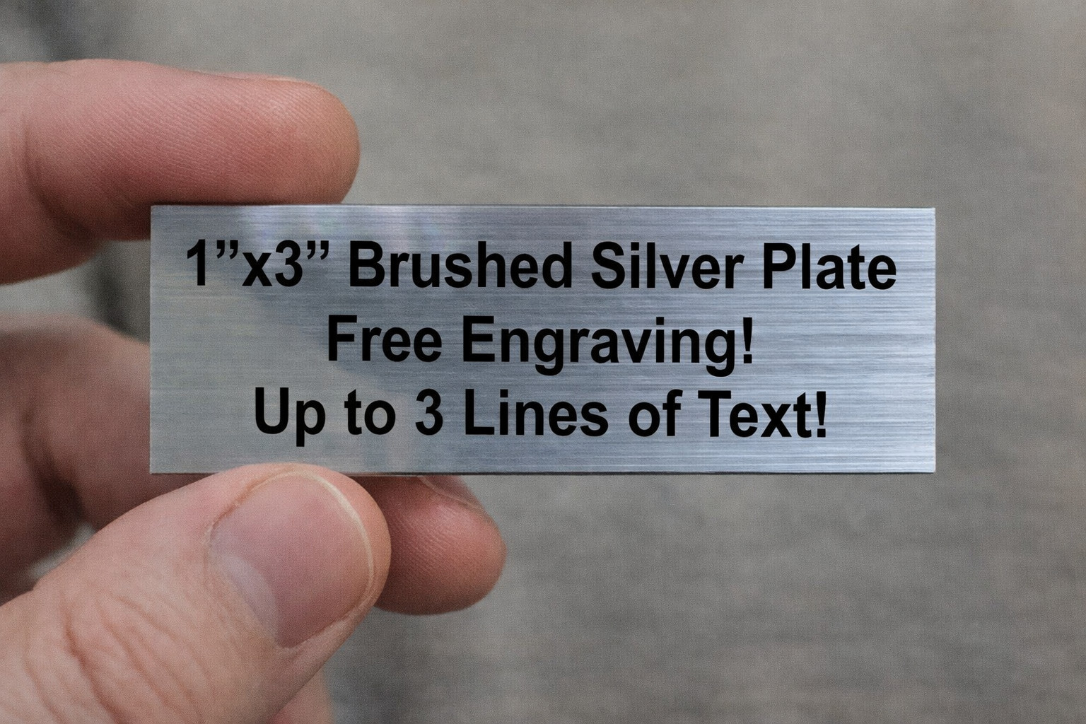 Custom Engraved 1×3 Brushed Silver Nameplate Tag Sign Plaque Data