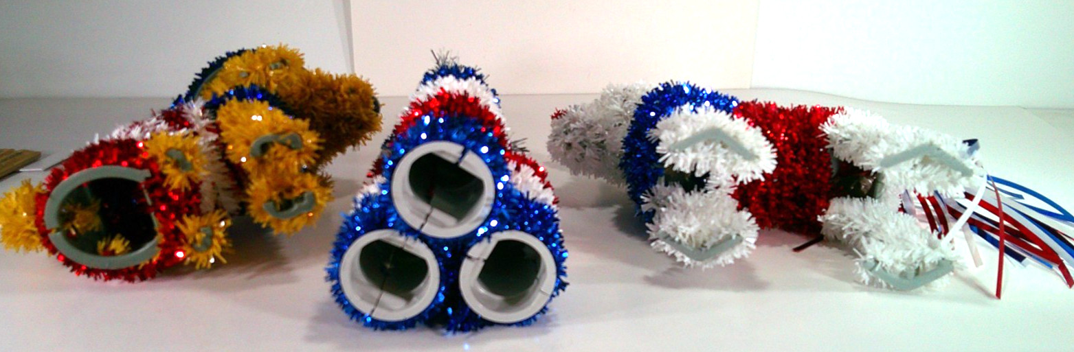 3 Patriotic Tinsel & Plastic Red White & Blue Dog w/ Hat, Unicorn & Fireworks