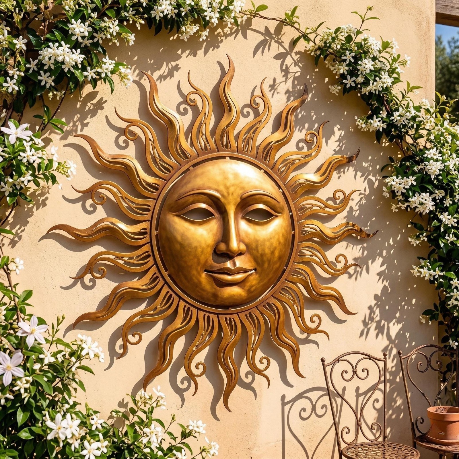 Sun Face Metal Sign Gift, Garden Gift for Sun Lovers