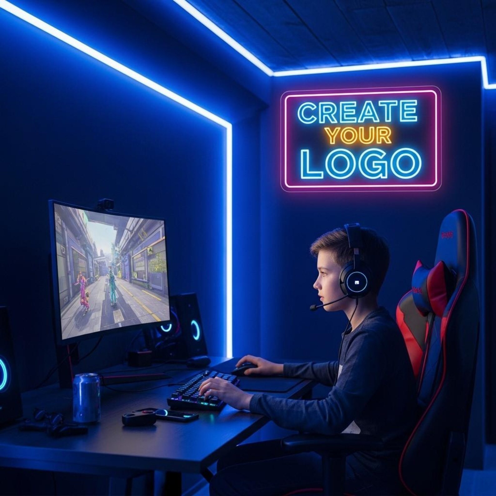 Custom Gaming Neon Sign for Gamer Room Personalized Logo Game Room Wall Decor