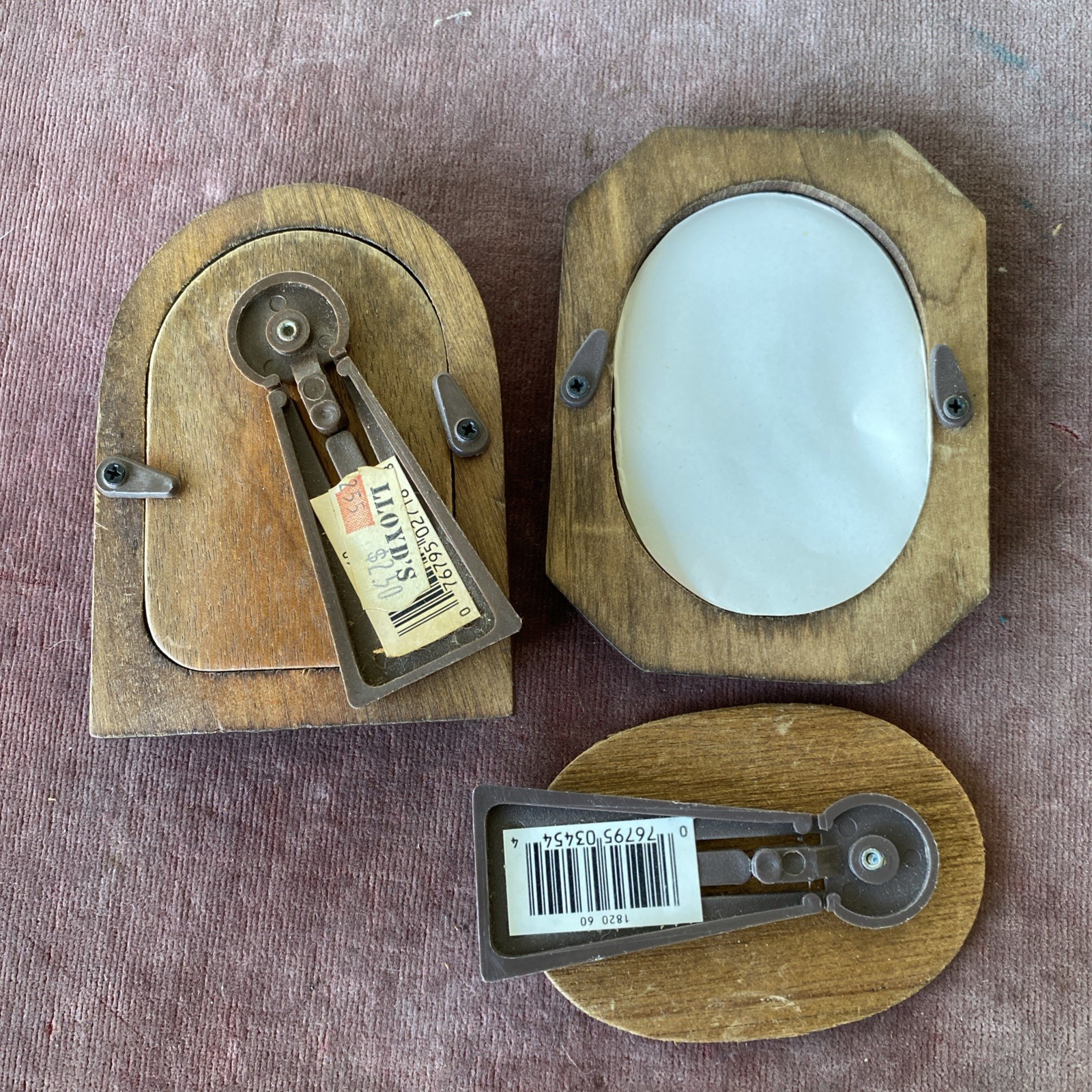 Small Vintage Mid Century Arched Wood Picture frames Holds 2 x 3 Glass Lot 2