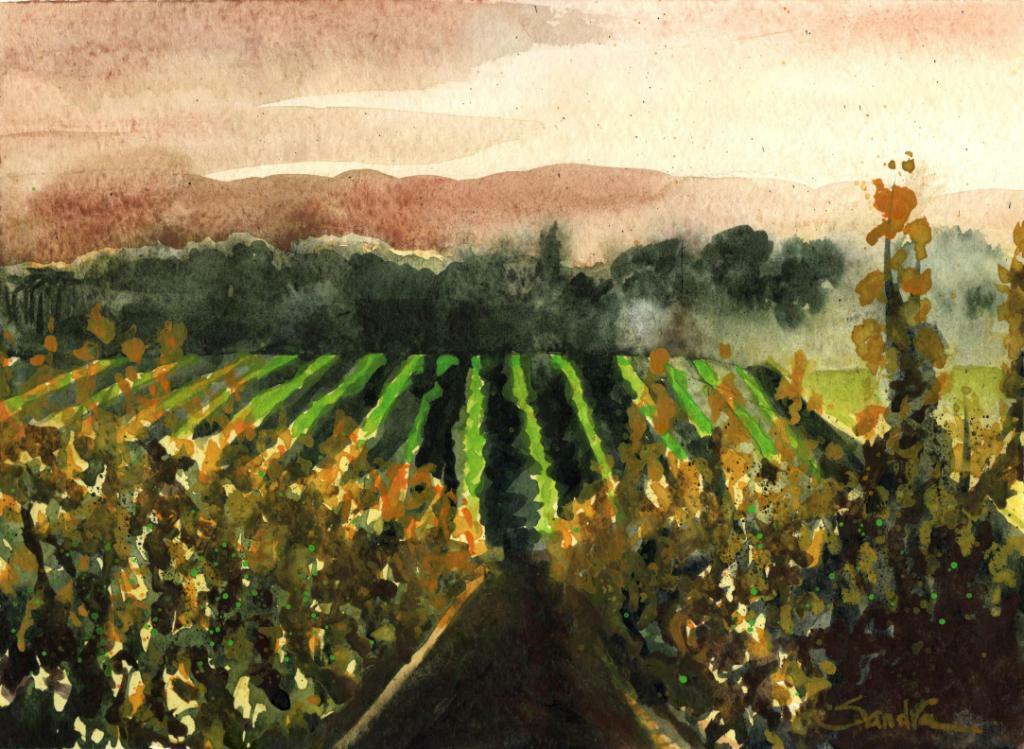 Napa Valley Morning : Signed LE Art Print : Sandra Watercolors™ California