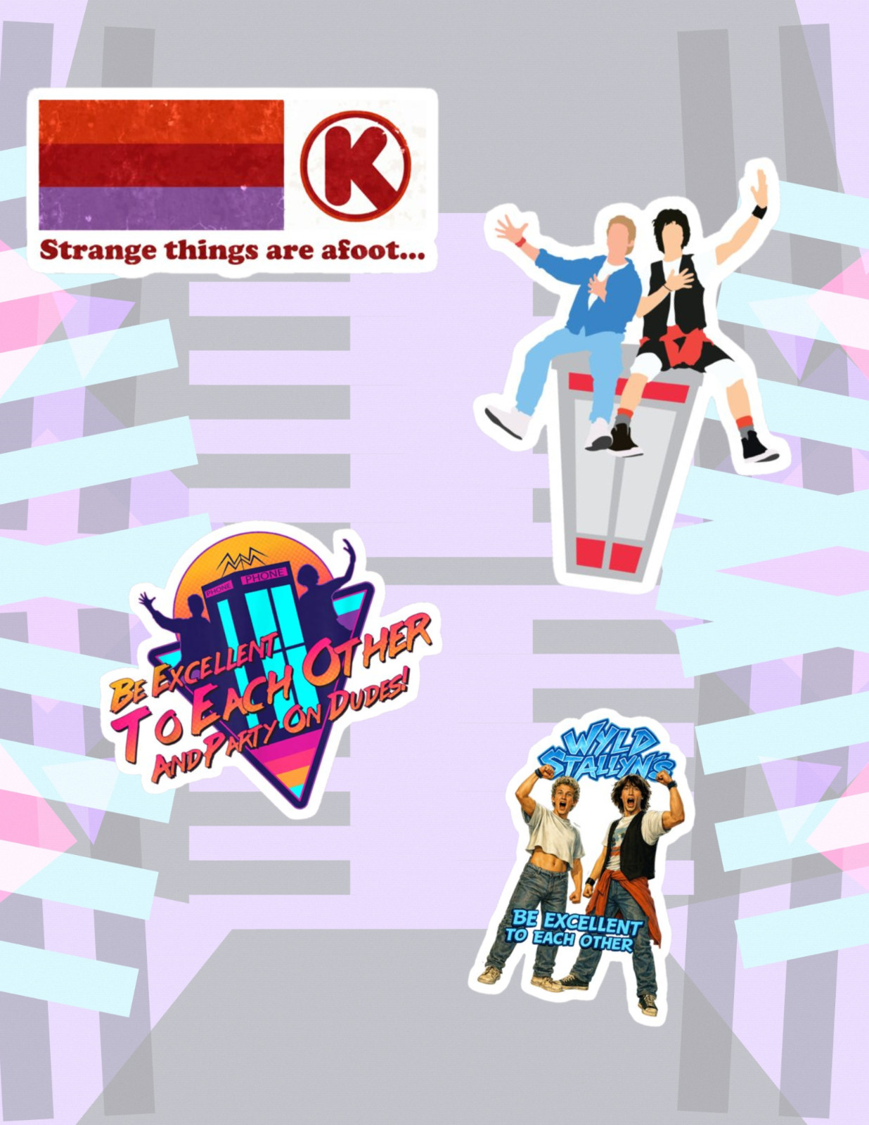 Bill & Ted&rsquo;s Excellent Adventure 80&rsquo;s Movie 4pc Sticker Pack