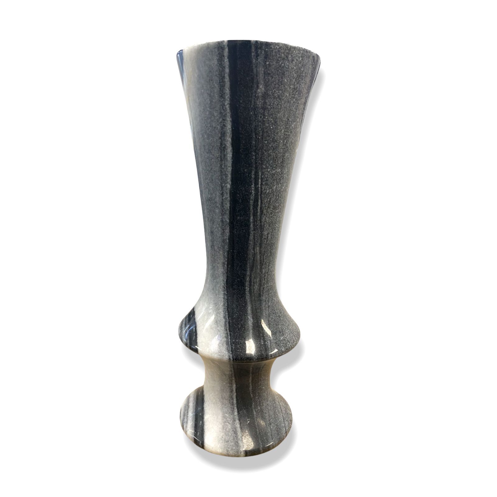 $453 Global Views Black White Marble Contemporary Fluted Bheslana Table Vase