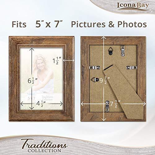Chestnut Brown Picture Frame, Rustic Wood Pattern, Lightly Distressed 5×7 1
