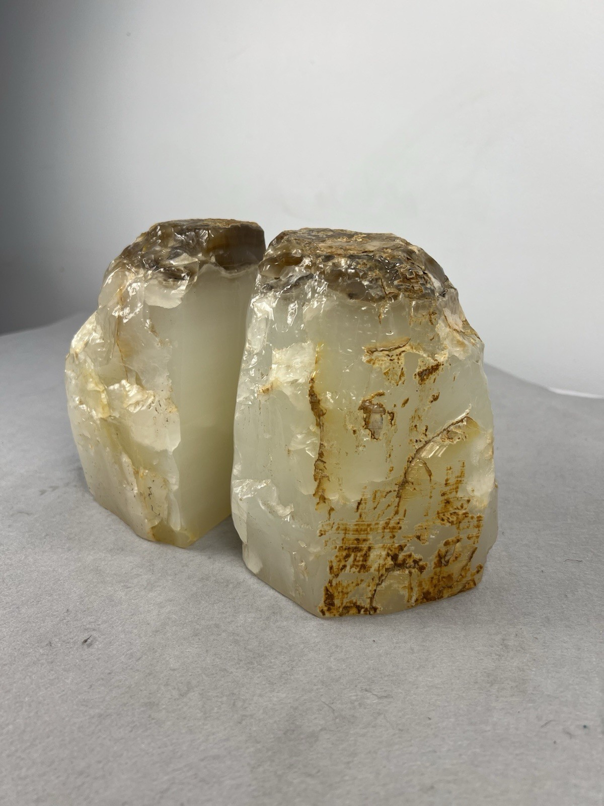 Natural Stone Onyx Heavy Bookends Set Of 2 Decorative 6.5” Polished Interior