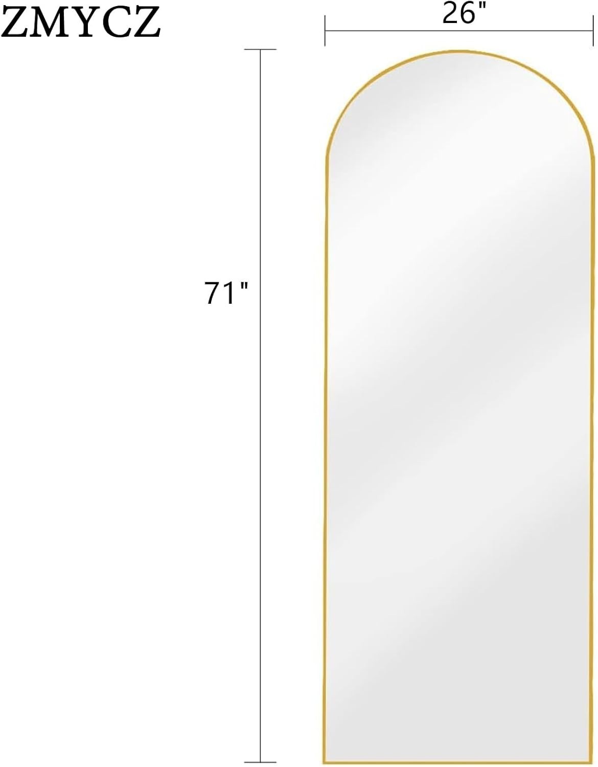 Mirror Full Length, 71&Prime;x26&Prime; Arched Full Length Mirror, Arch Mirror with Stand…