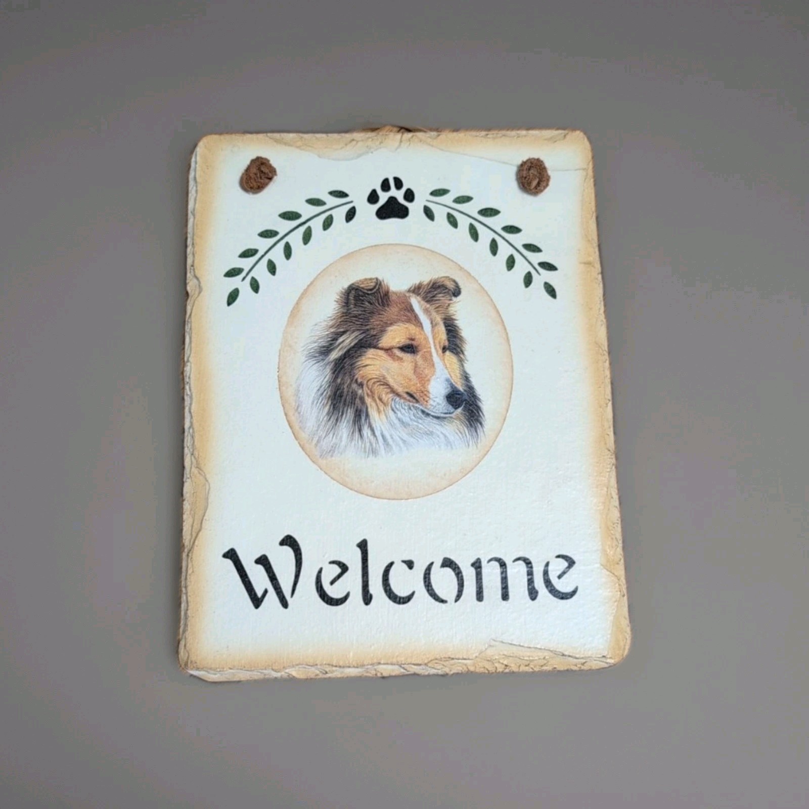 Hanging Sheltie Dog Plaque  » Welcome » 6 In X 8 In