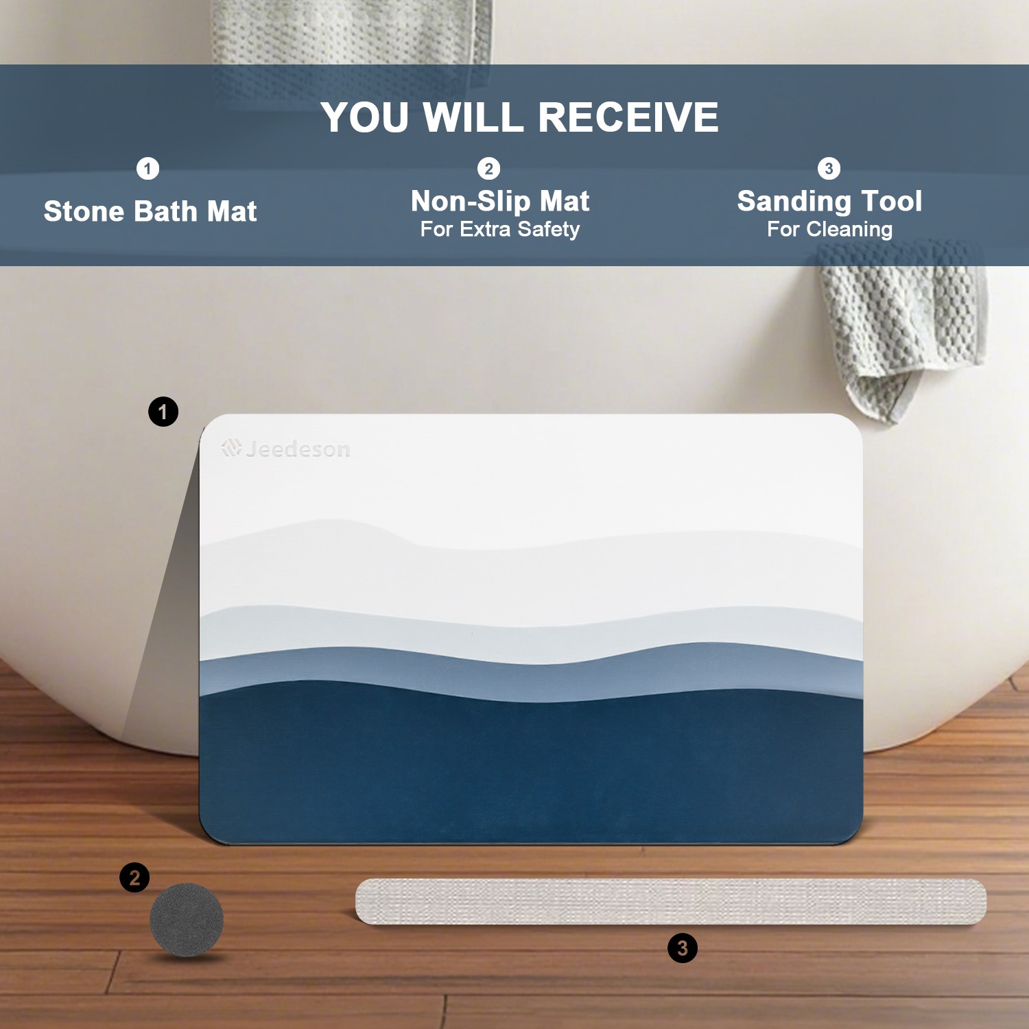 Luxury Non-Slip Bath Mat soft Absorbent Bathroom rug Home decor 15.35 In. X 23.