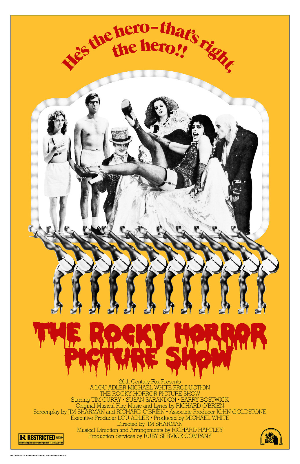 AA5353 The Rocky Horror Picture Show Film 1975 Yellow Movie Poster 11×17