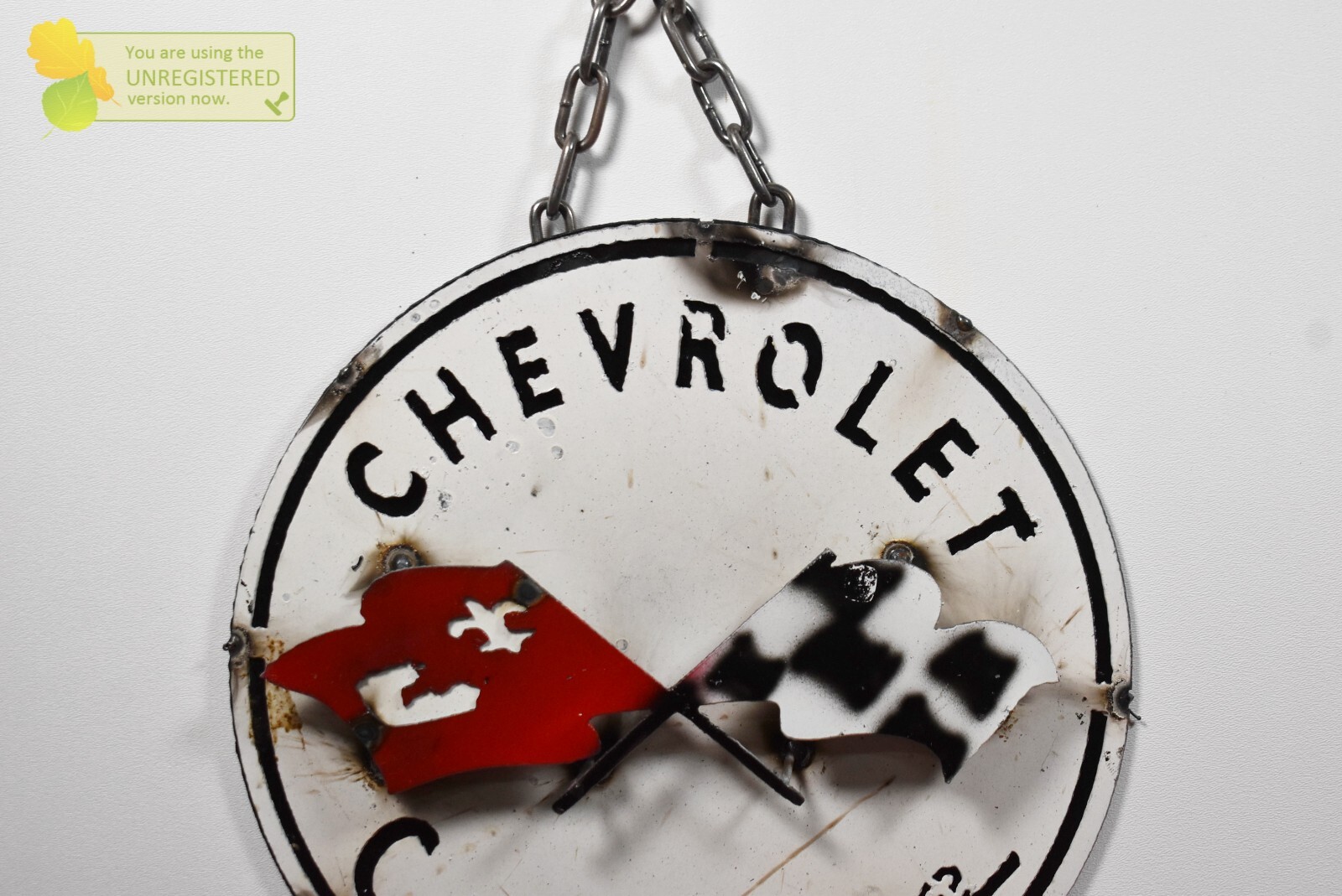Chevrolet Corvette Racing Logo Hanging Handmade Metal Art Sign 12&Prime;