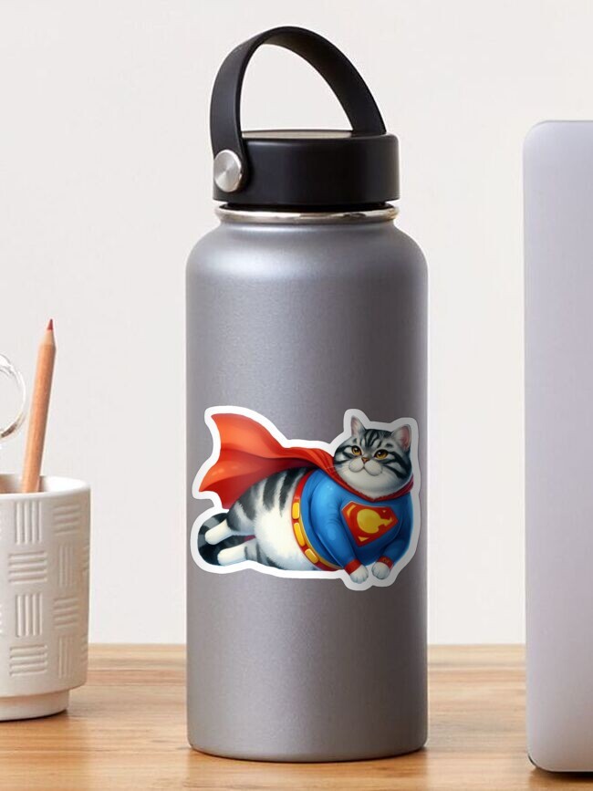 Action Cat – Man of Steal-Your-Food Sticker by C Autumn Trapp Art 3&Prime; x 3&Prime;
