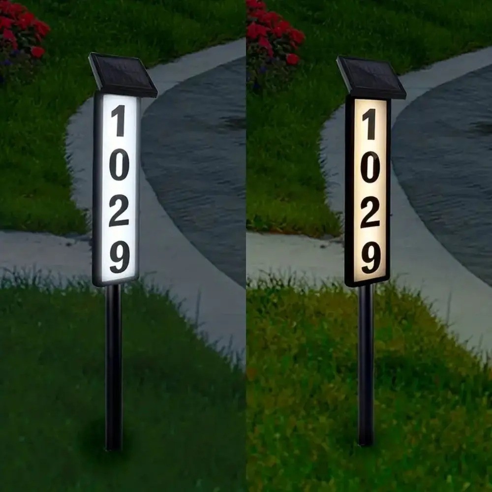 1Pc Lighting House Number Light, Solar Address Sign Light with Stake,Solar Power