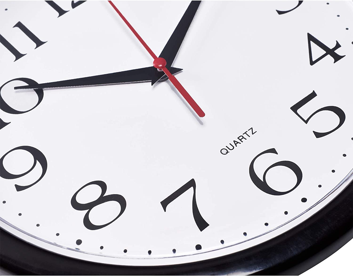 Black Wall Clock Silent Non Ticking 10 Inch Quality Quartz Battery Operated roun