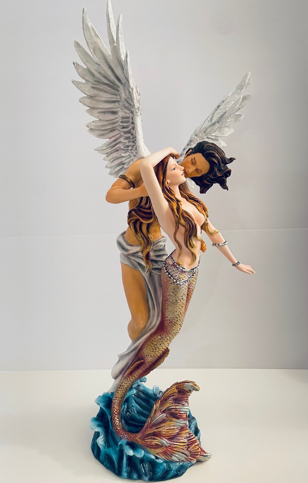 Pacific Giftware Mermaid Princess & Prince Angel Fantasy 20&Prime; Tall Statue New