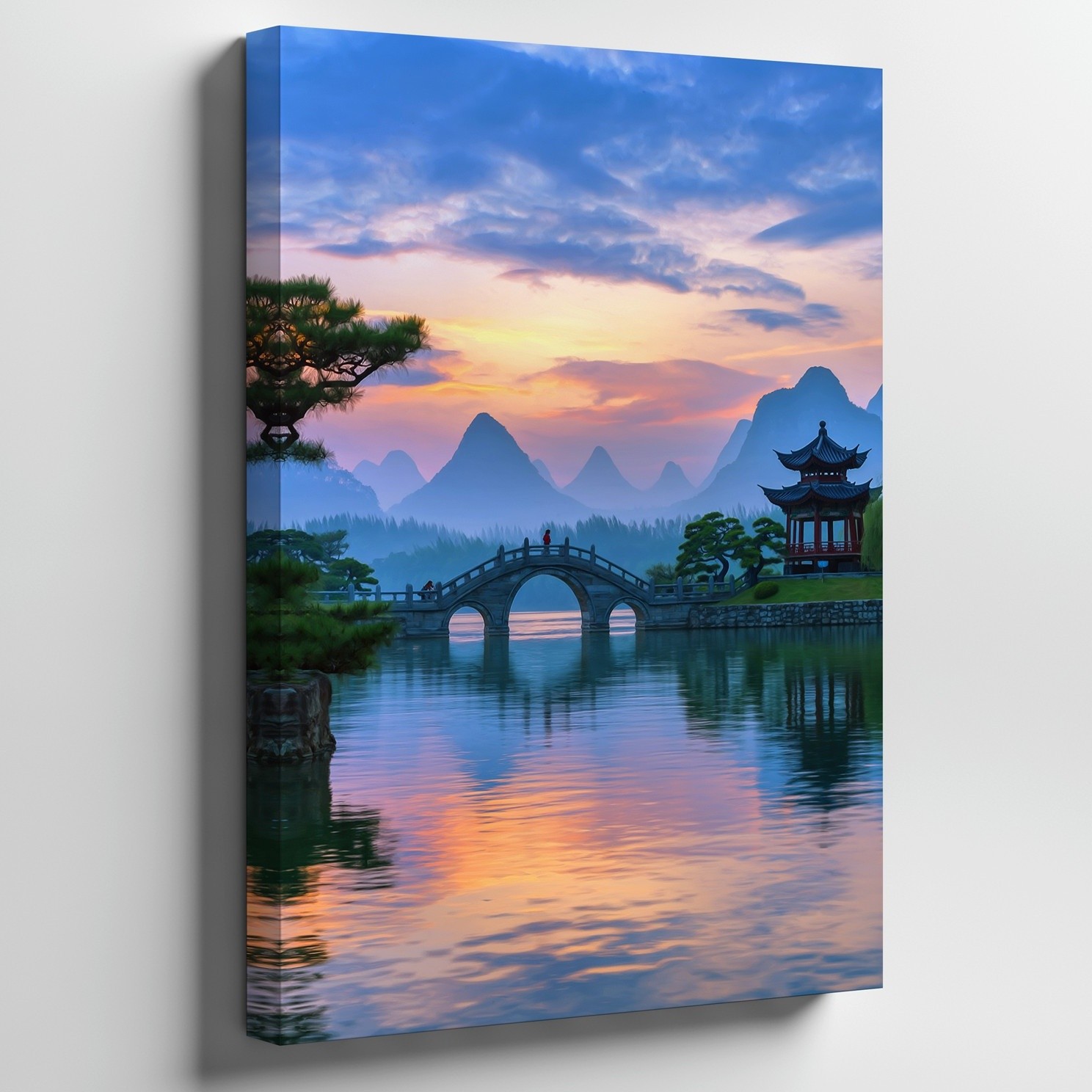 Wall Art Serene Landscape Featuring A Tranquil River At Sunset Canvas Print