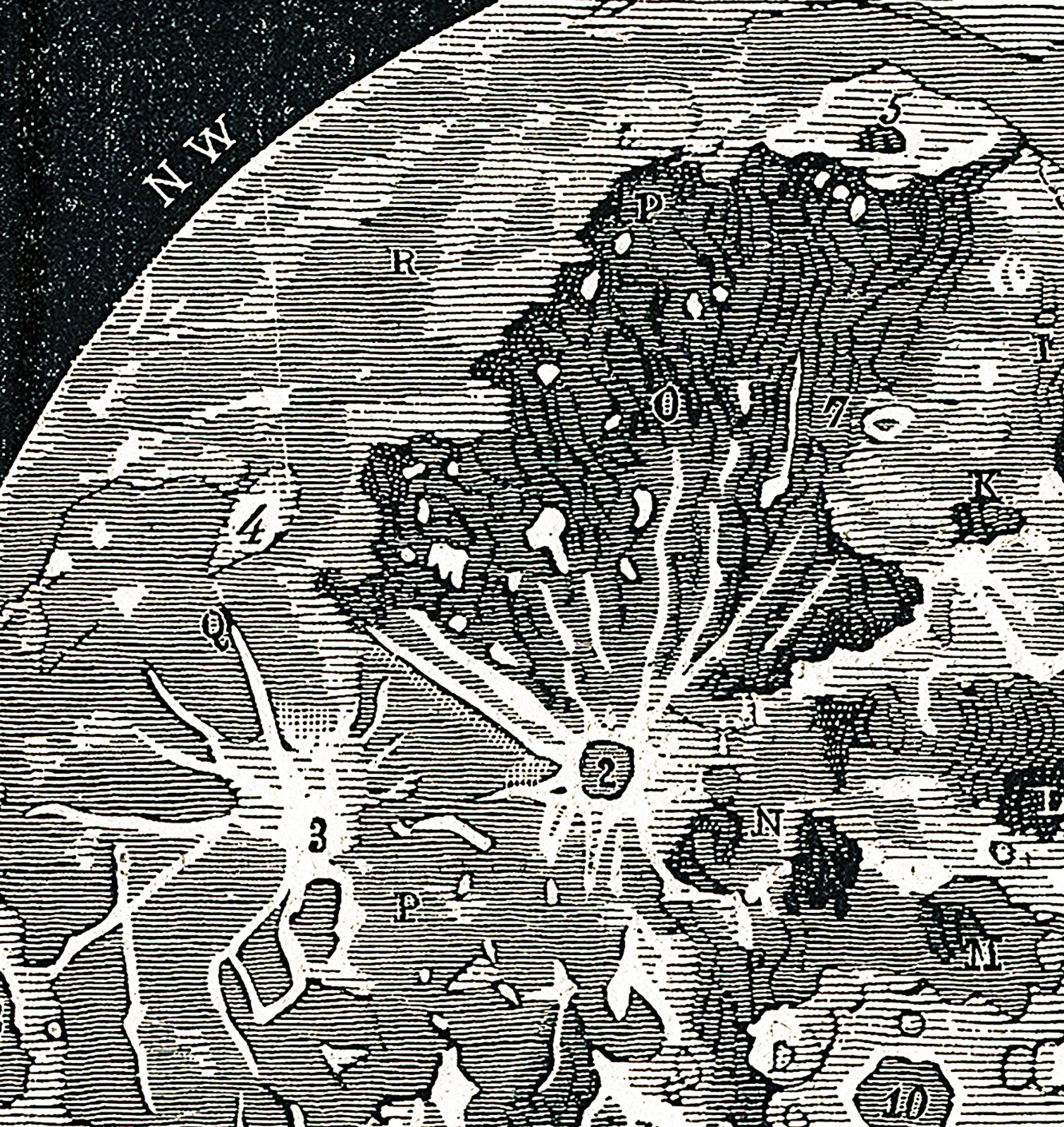1886 Telescopic View and Map of the Moon Astronomical Space Art Print Astronomy