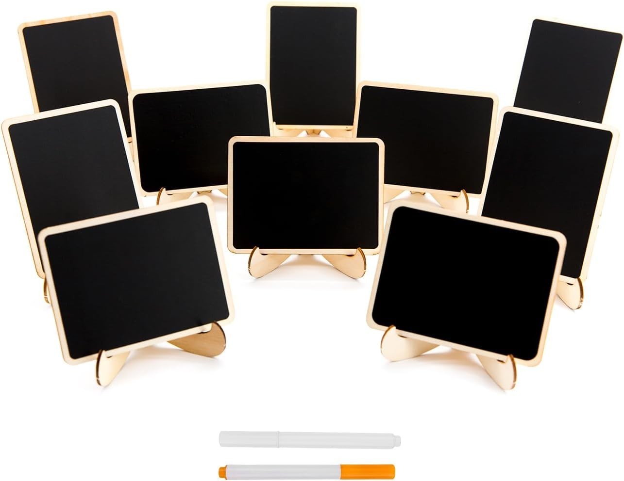 Small Rectangle Chalkboards – 10 Pack with Reusable Easel for Weddings & Parties