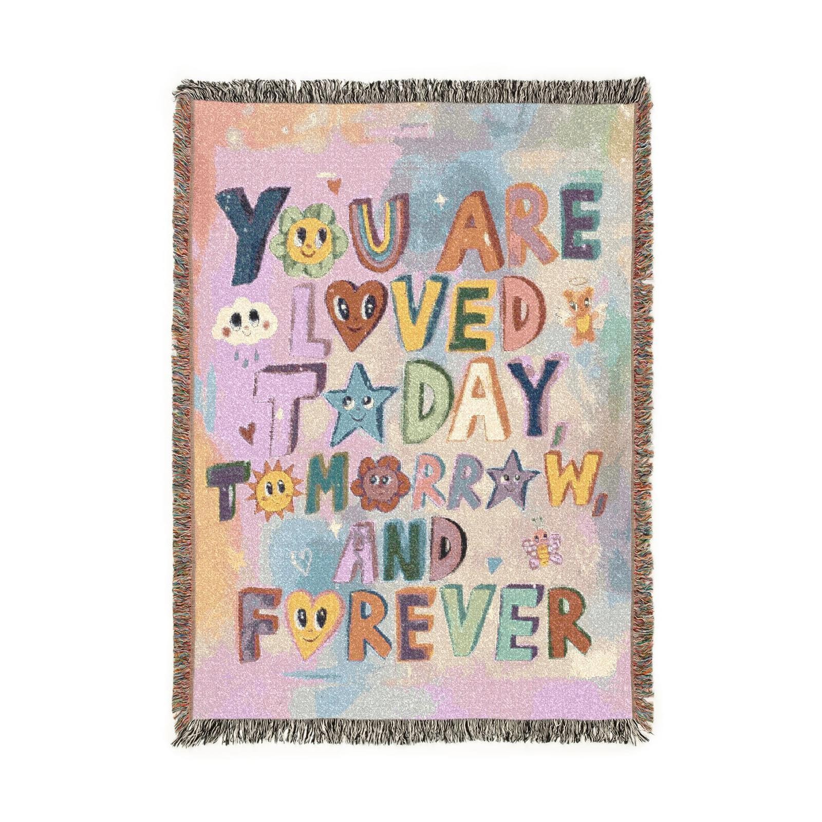 you are loved woven tapestry blanket [52by37]