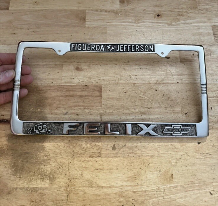 x2 Chevrolet Felix License Plate Frame Topper CHEVY Car Truck Auto HOTROD READ