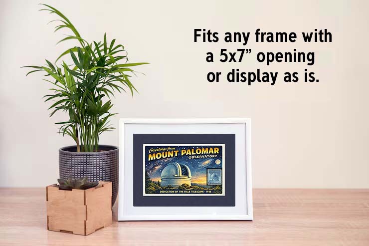 MT PALOMAR OBERVATORY Matted Print Wall Art – Astronomy Gift Caltech Telescope