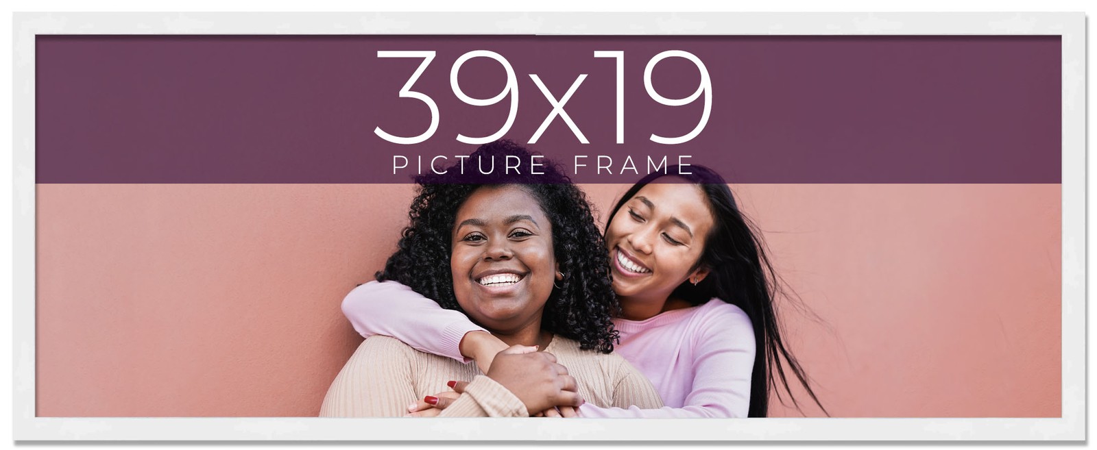 39×19 Frame White Real Wood Picture Frame Width 0.75 inches | Interior Frame Dep