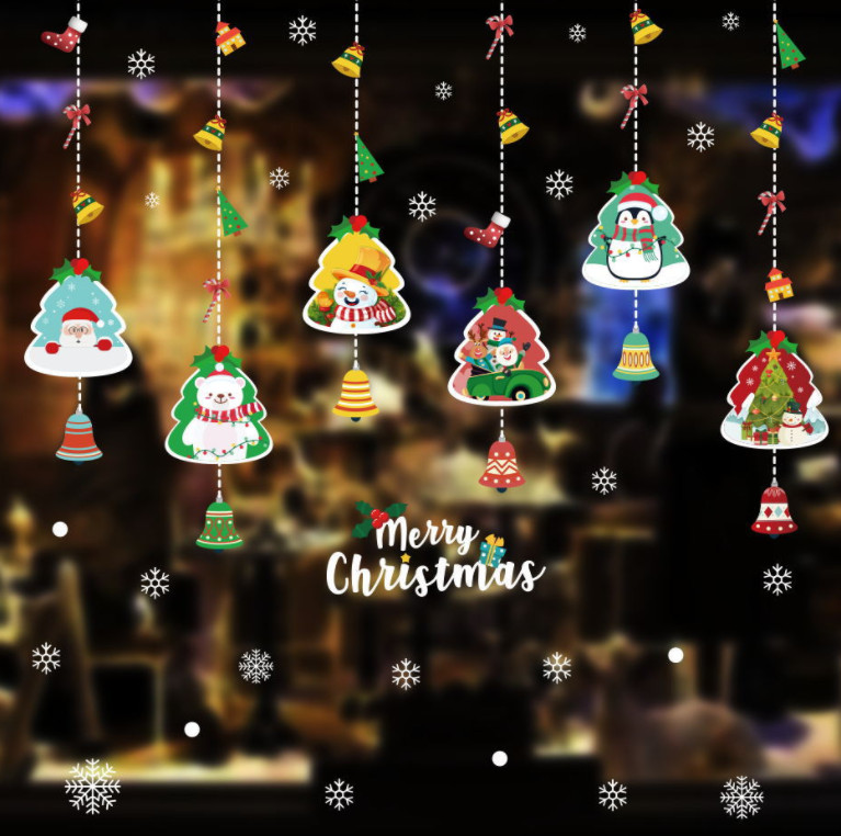 3x Removable Christmas Window Clings Decals Snowflake Santa Claus Showcase Decor