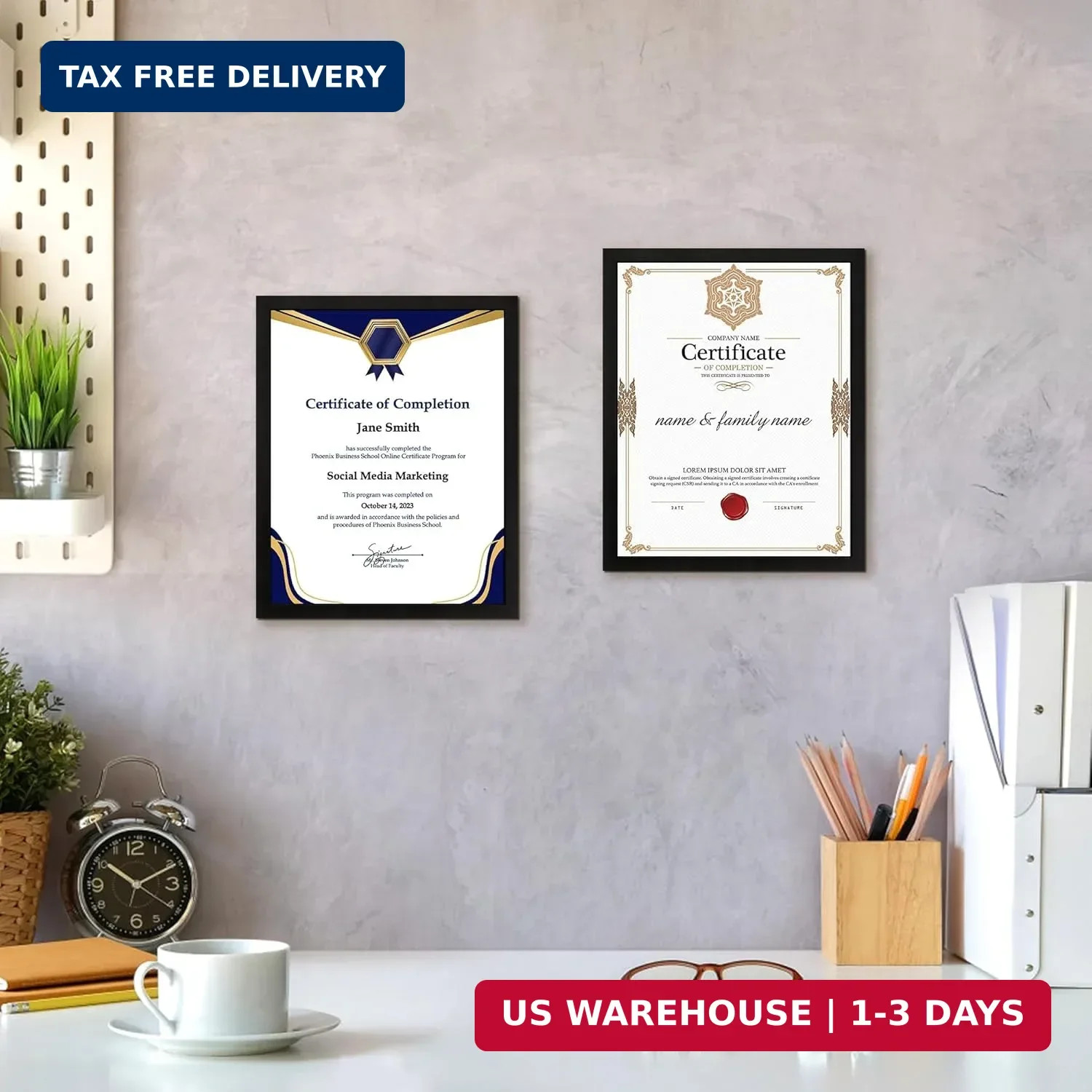 FIXSMITH 8.5×11 Diploma Frame, Black Picture Frame With Clear Plexiglass, 2 Pack