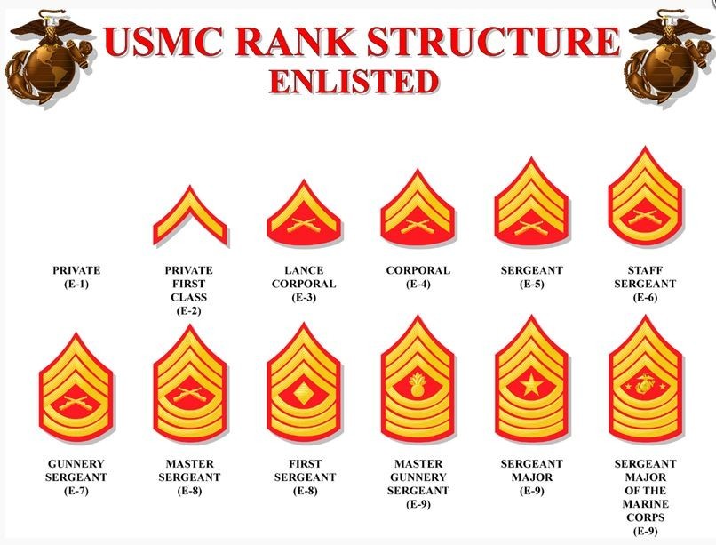 USMC Marine Corps Wooden Enlisted Rank Plaque, E-1 through E-9 available.