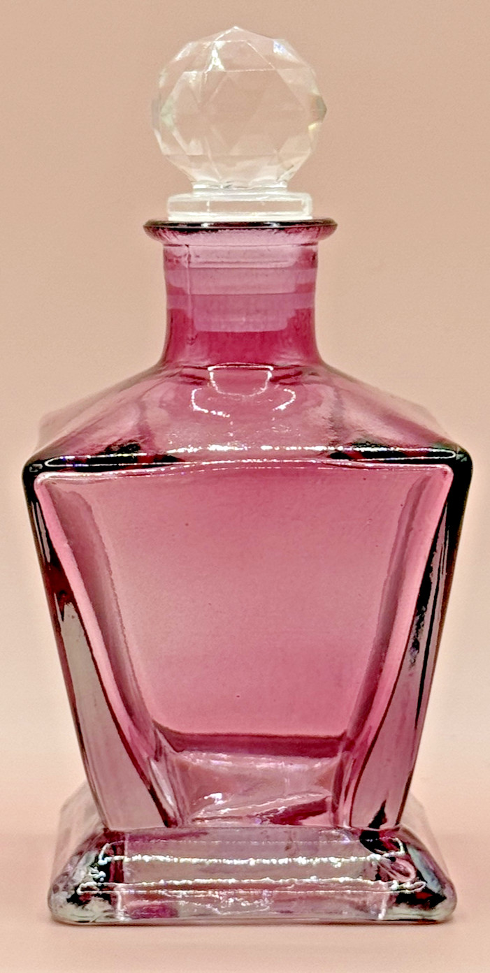 Decorative Lustrous Square Glass Bottles with Stopper, New, 5.5in x 2.25in, CUTE