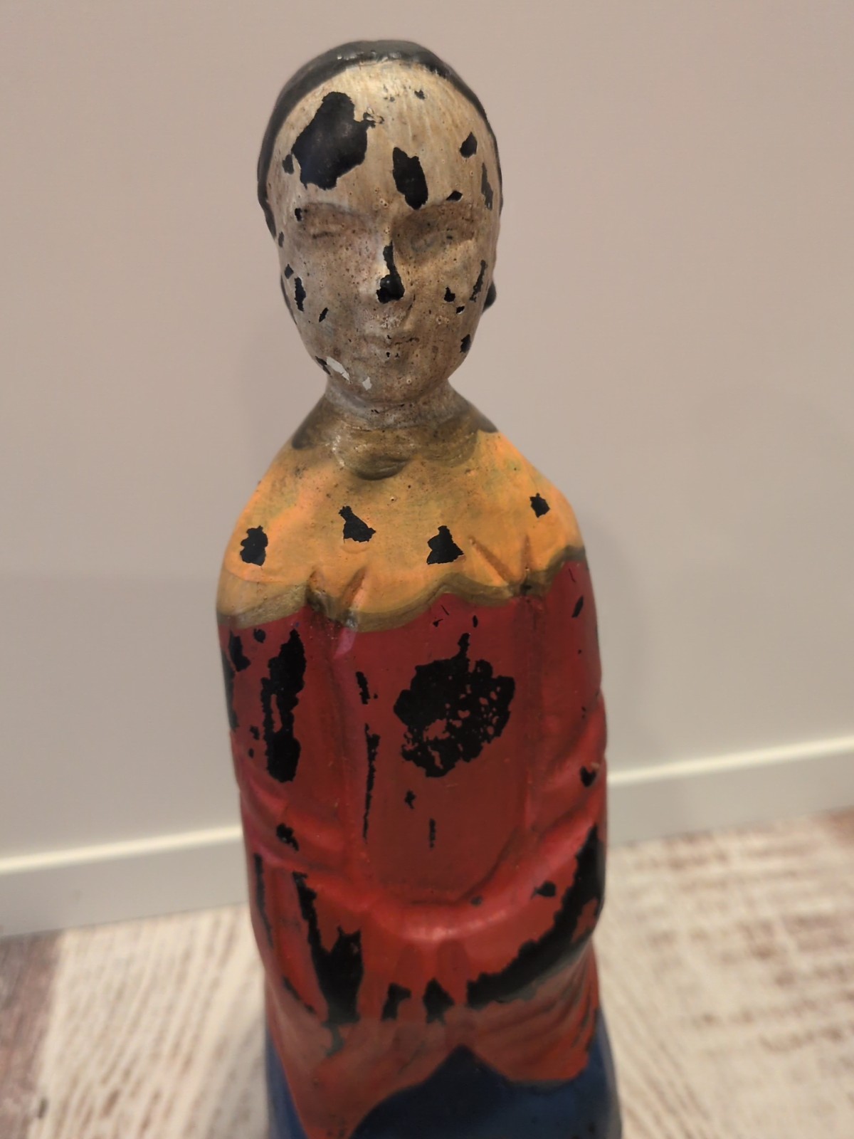 Vintage Scandinavian Folk Art Carved Wooden Woman Figure Primitive Peasant
