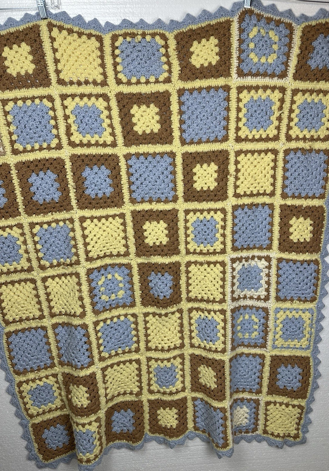 Granny Square Handmade Blanket Yellow/Brown Multicolor Square 54&Prime;x48&Prime;