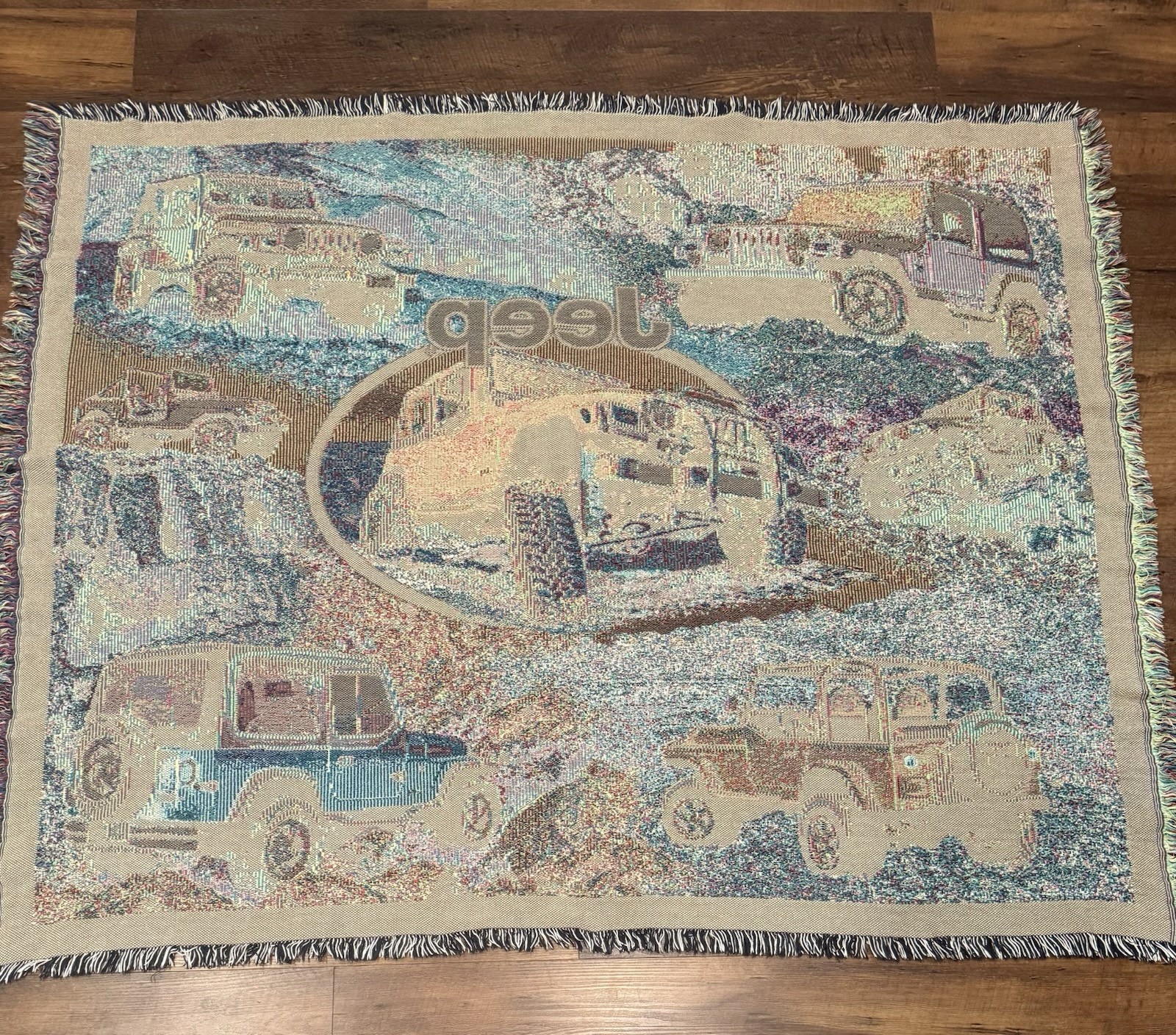 Jeep Wrangler Woven Blanket Tapestry 62” X 50” SEE PHOTOS FOR DETAILS