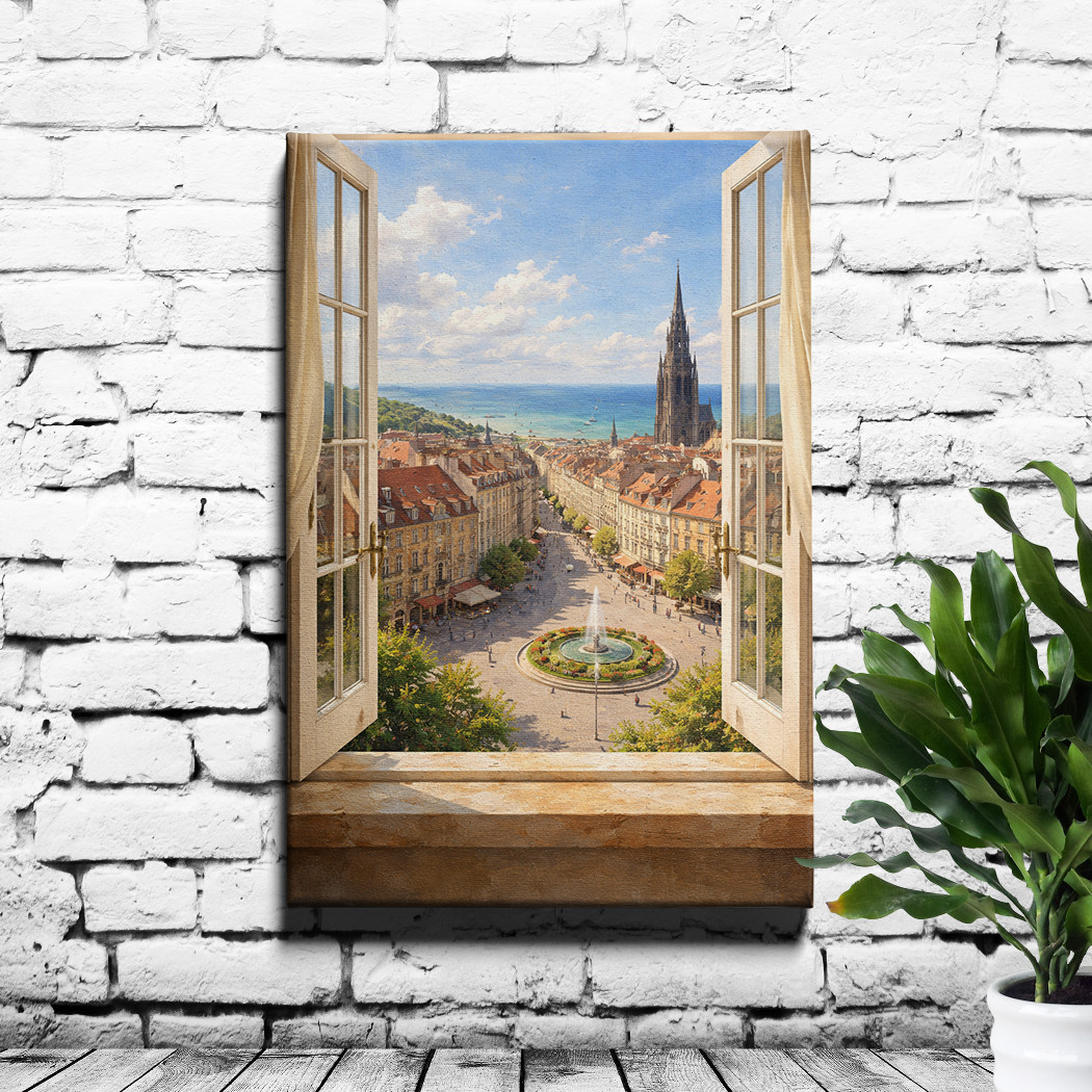 Edinburgh Scotland City View Realistic Framed Canvas Wall Art Oil Painting