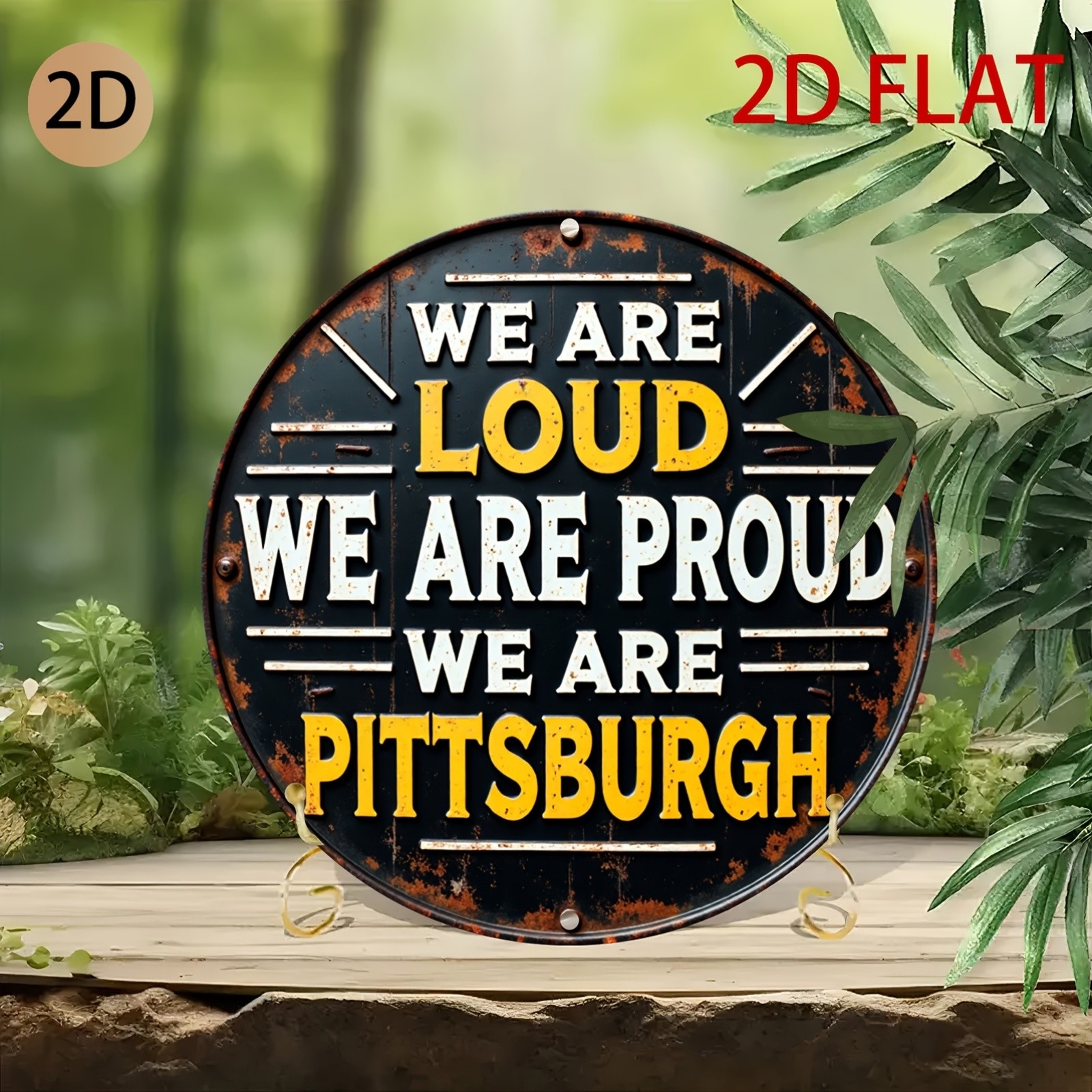 Retro Metal Sign Aluminum 8 Inch Round Circular Rust Effect Pittsburgh