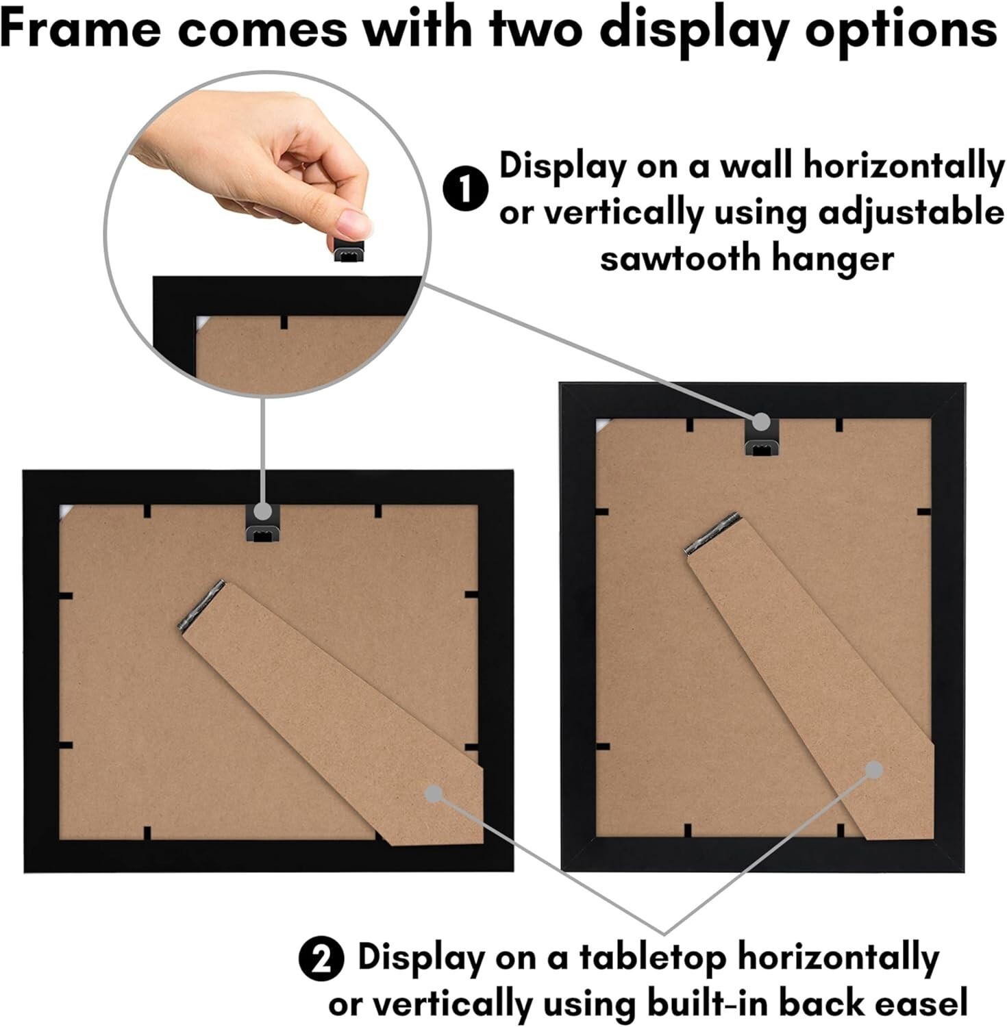 Durable Black Composite Wood Picture Frames – 4 Pack for 8×10 & 5×7 Photos