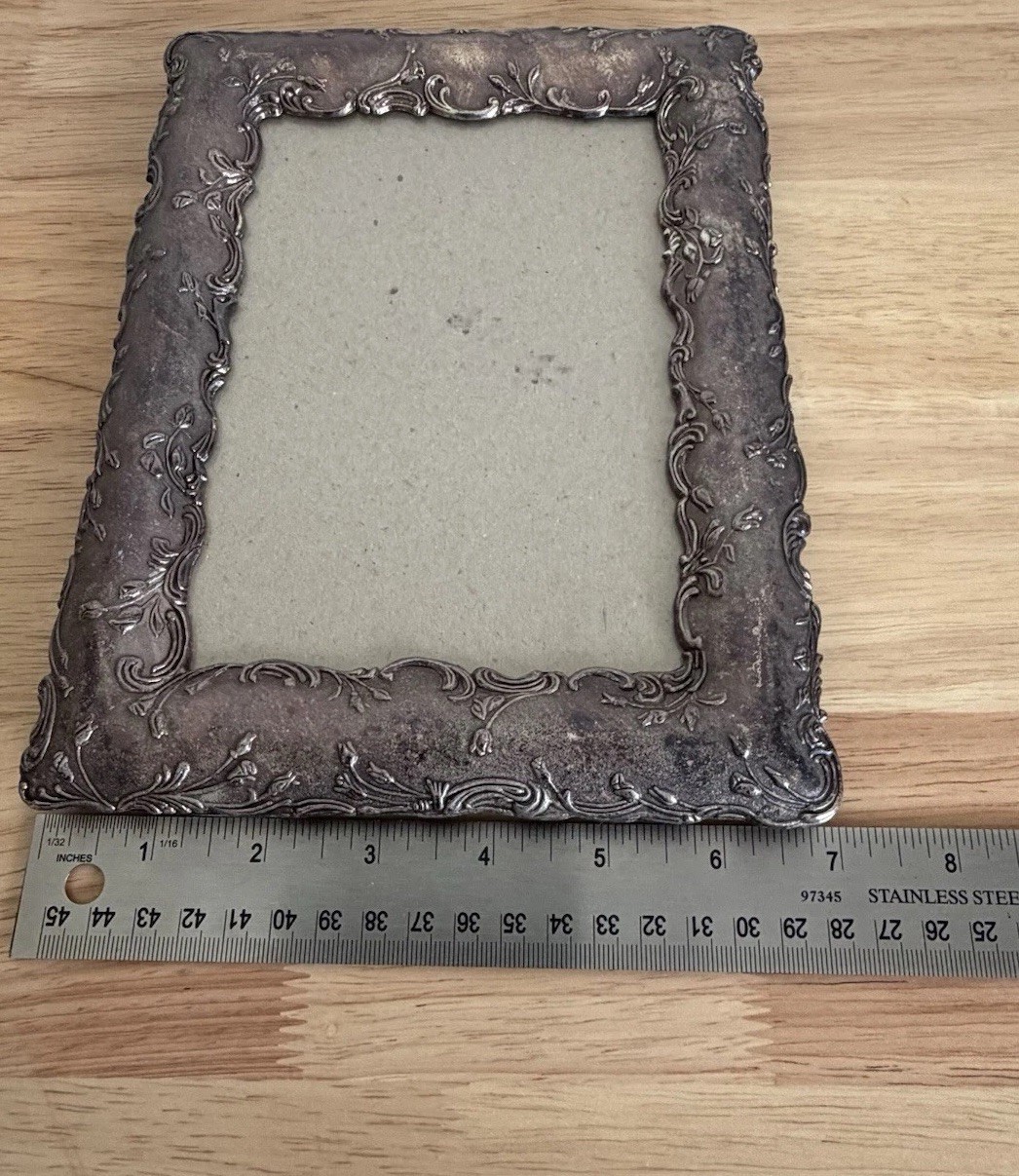 BURNES 5×7 Frame Pewter/Silver/Purple -Toned Metal, Antique Style Picture Frame