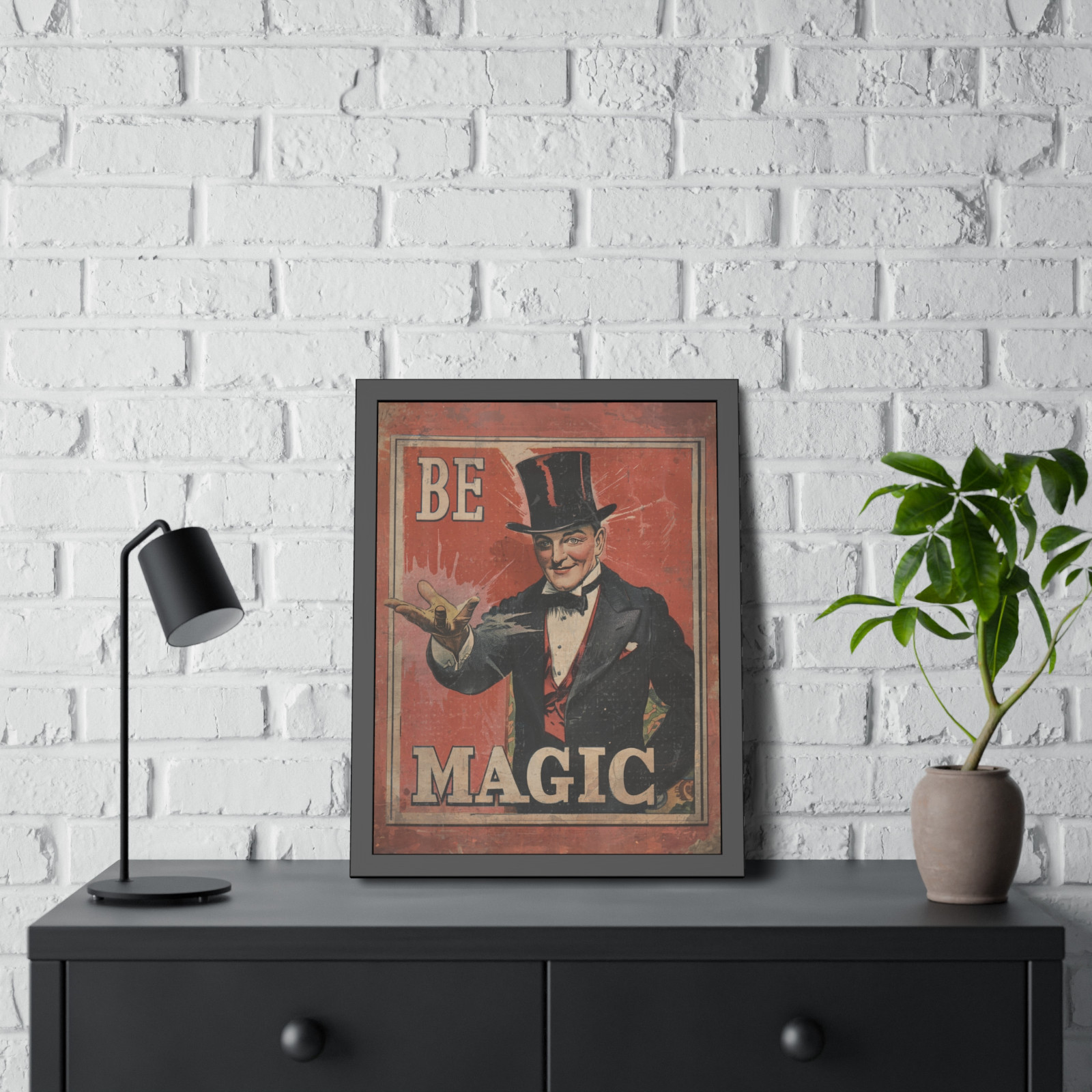Vintage MAGICIAN Wall Art, BE MAGIC Illusionist Decor, Slight Of Hand Poster