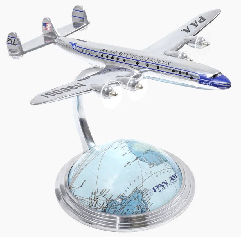 Lockheed Constellation Airliner Airplane 6.5&Prime; Travel Agent Desktop Globe Decor